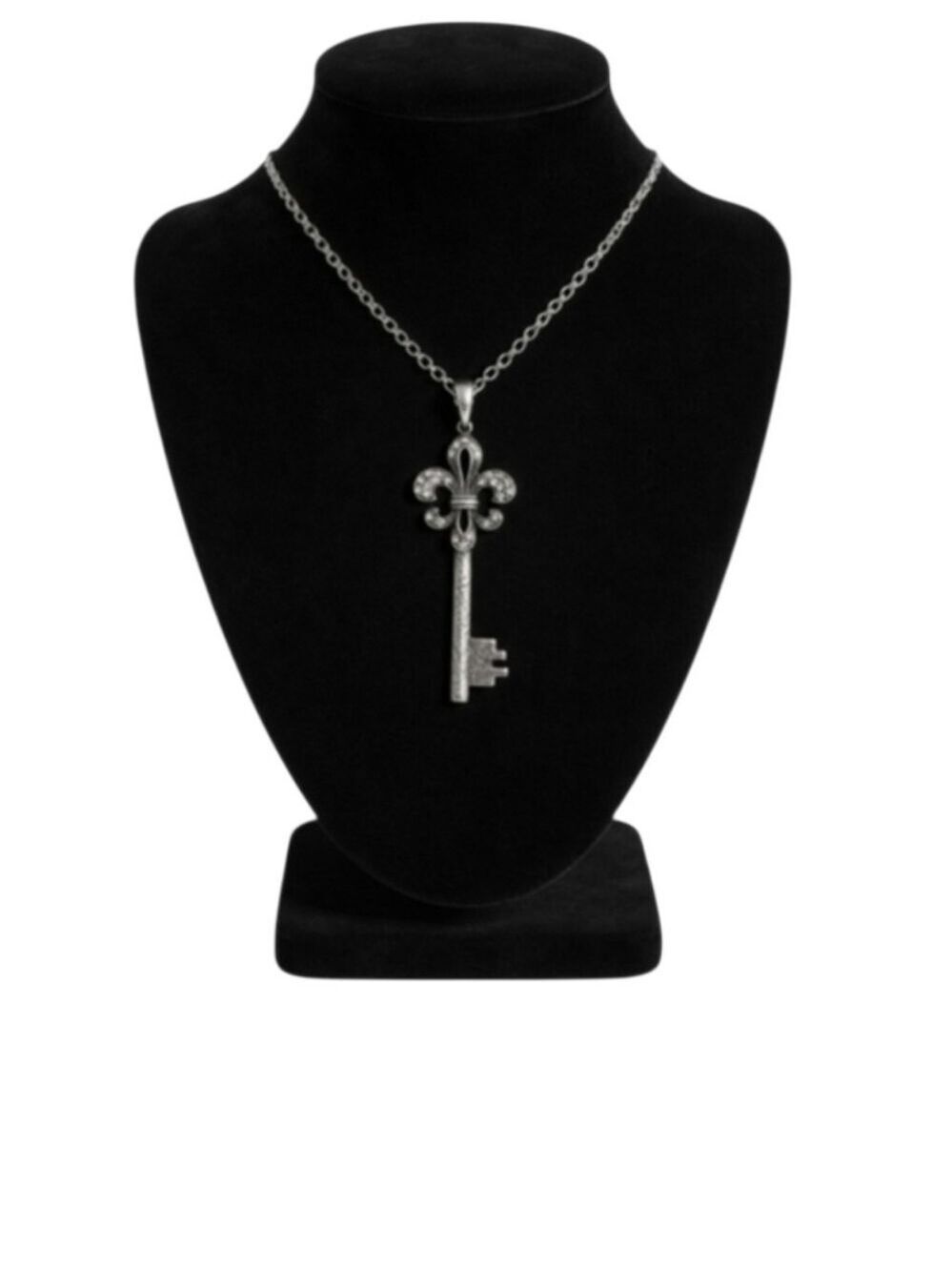 The Mole Hole Silver Pewter Fleur-de-Lis Key Pendant Necklace 15"